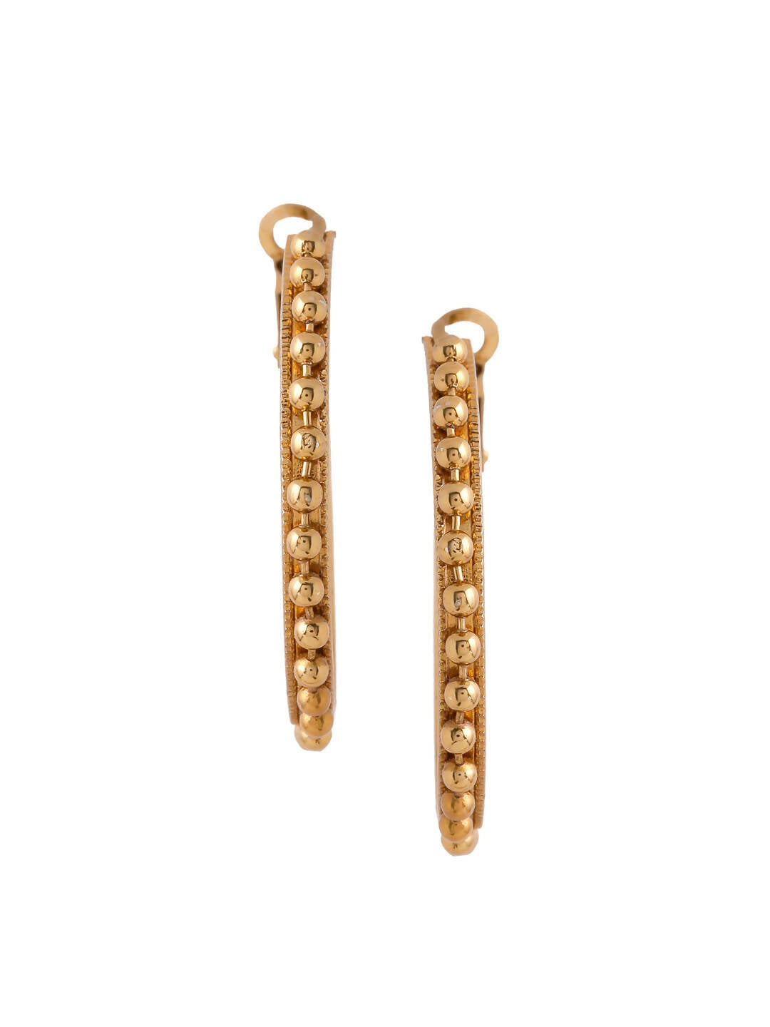 NVR Women Gold Toned Beaded Circular Earrings - Distacart