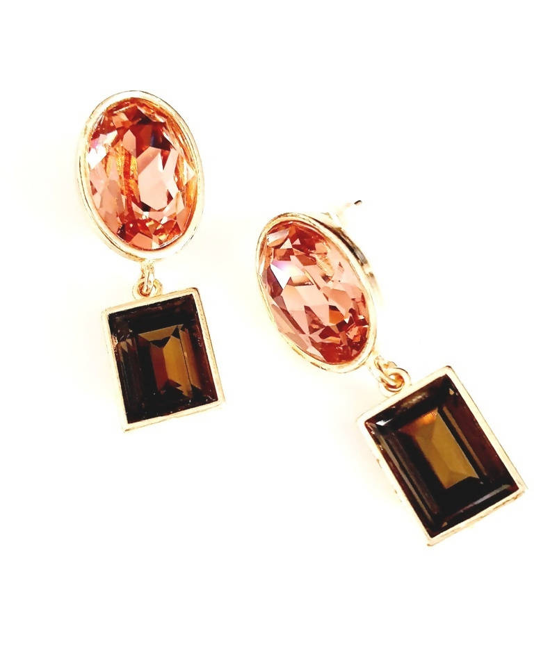 Bling Accessories Swarovski Smoky Quartz Earrings - Distacart