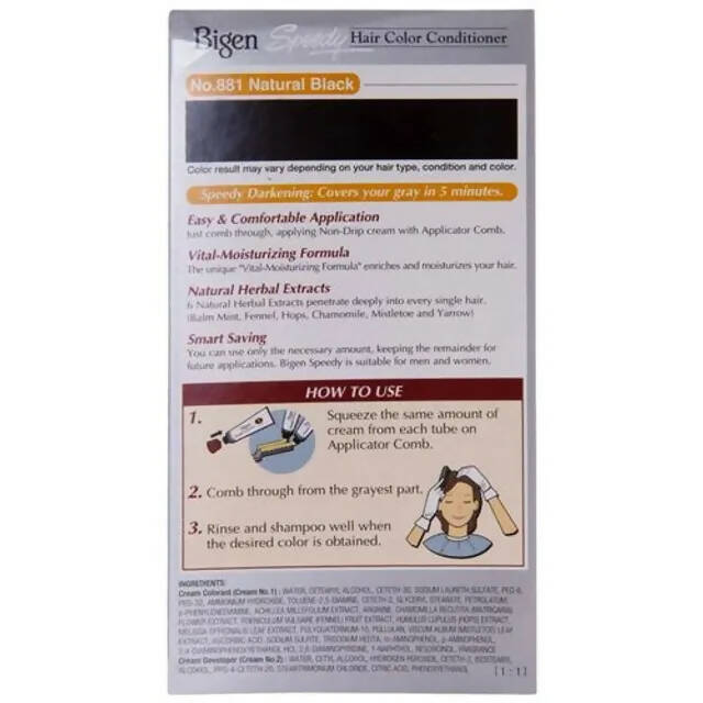 Bigen Hair Colour Conditioner - Natural Black, No. 881 - Distacart