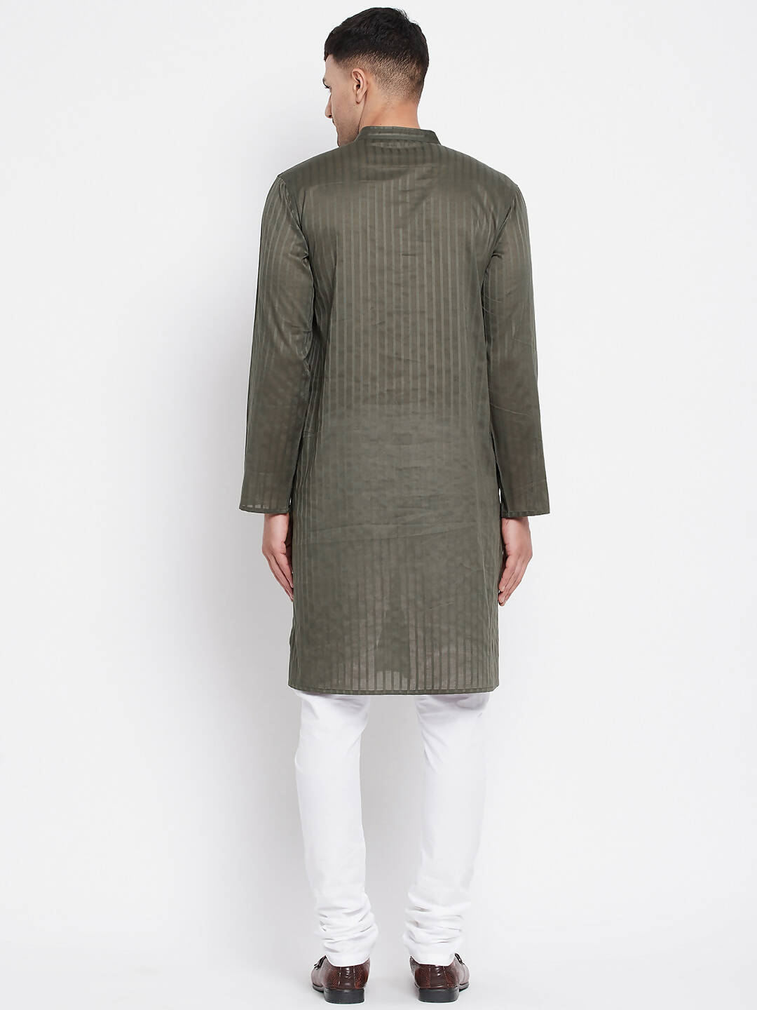 Even Apparels Green Men's Pure Cotton Kurta With Band Collar - Distacart