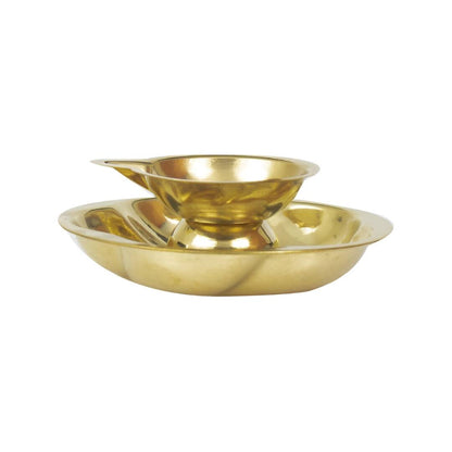 Spillbox Gold-Toned Brass Lotus Diya Round Pooja Essential - Distacart
