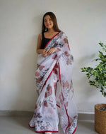 Thumbnail for Vastrasky White Organza Saree - Distacart