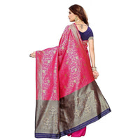 Thumbnail for Vamika Banarasi Jaquard Pink Weaving Saree (BANARASI 01)