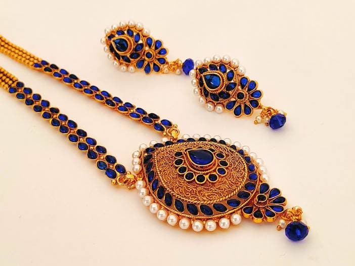 Blue Kemp Long Necklace Set