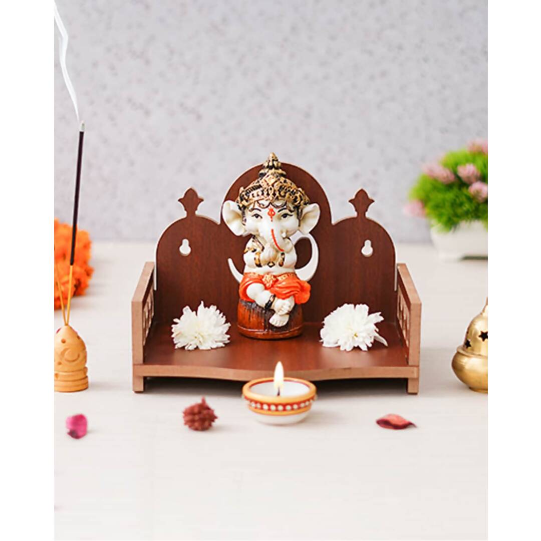 eCraftIndia Brown Om Symbol Decorative Wooden Pooja Temple - Distacart