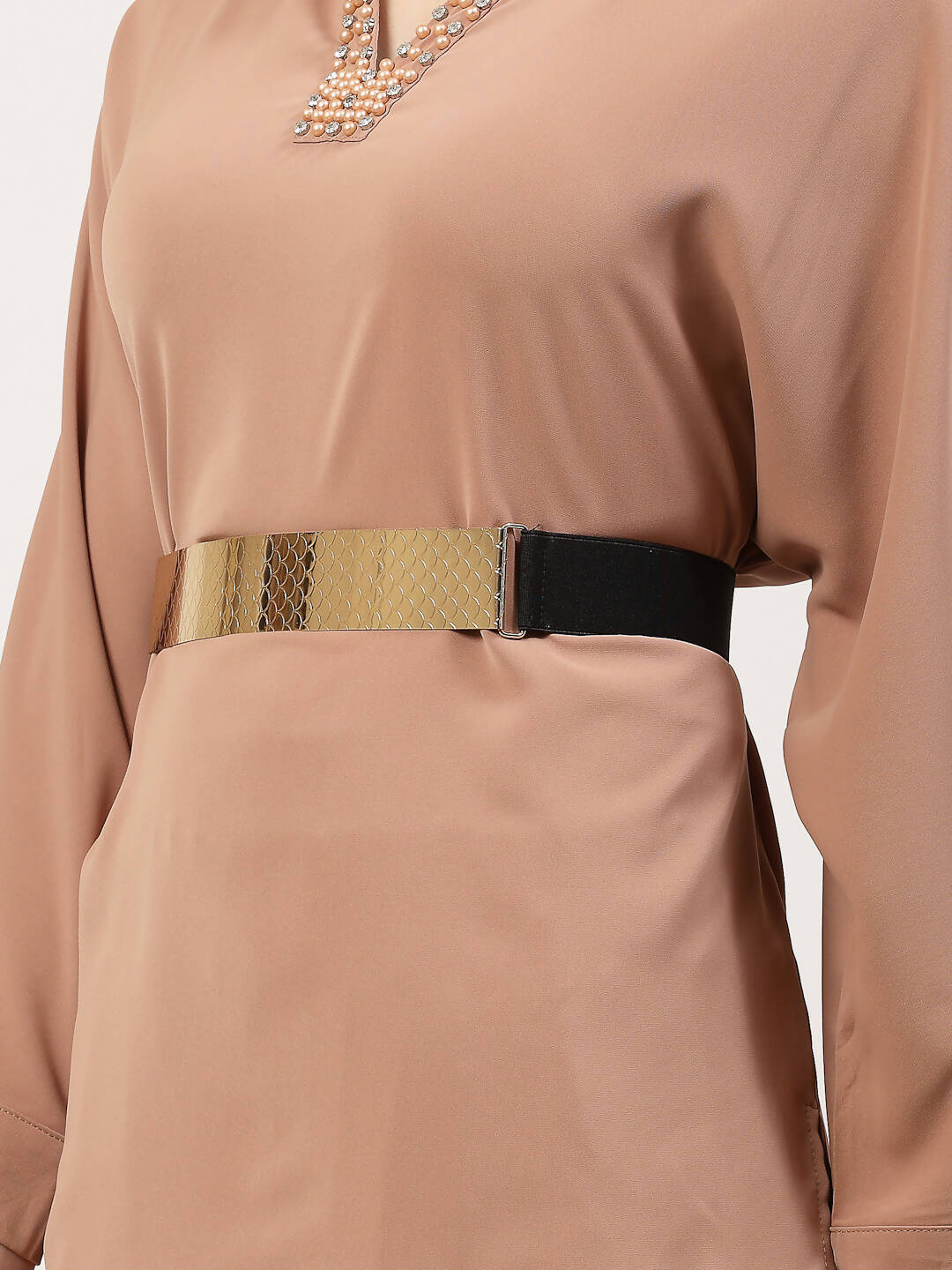 NVR Women Circular Gold Plated Adjustable Broad Belt - Distacart