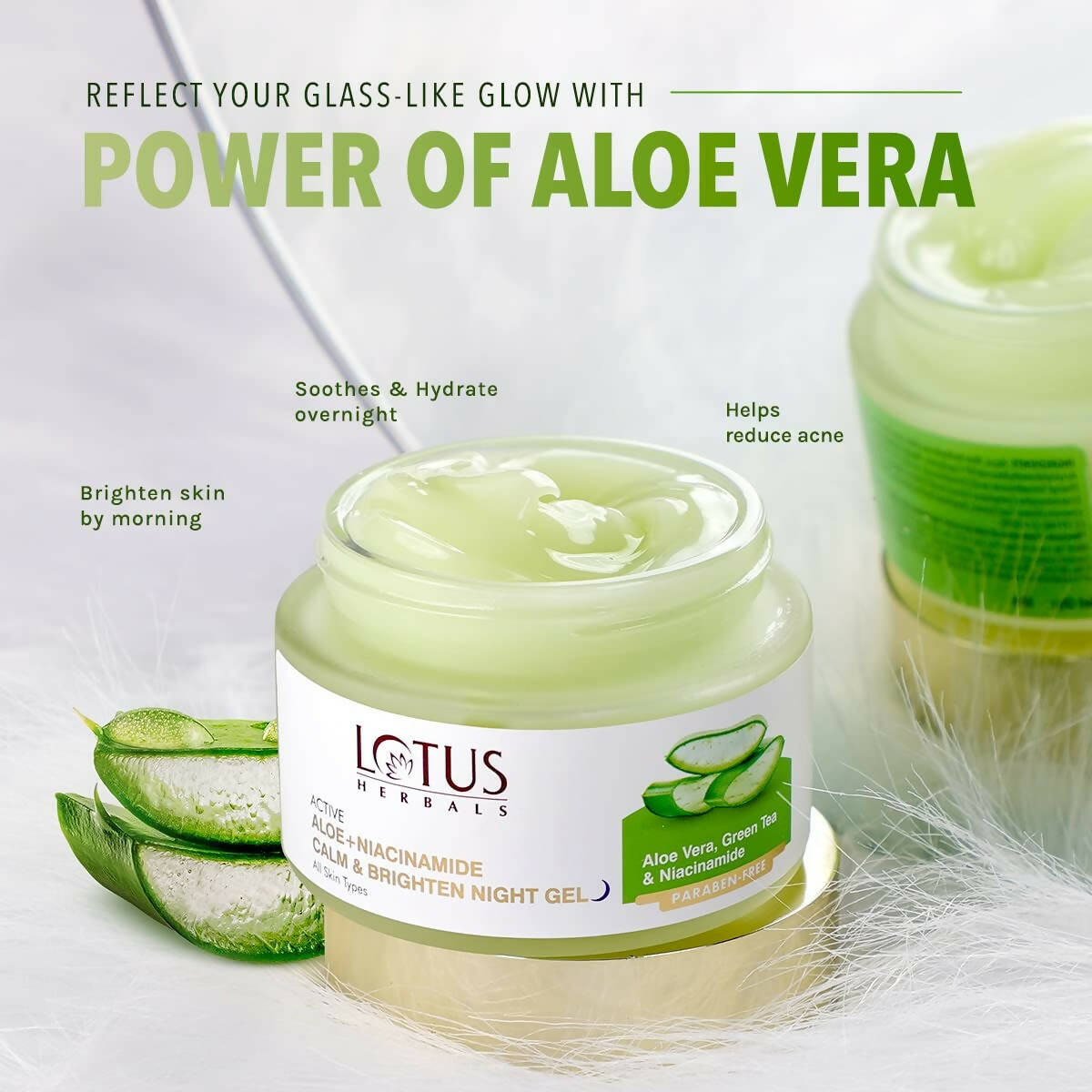 Lotus Herbals Active Aloe + Niacinamide Calm & Brighten Night Gel - Distacart