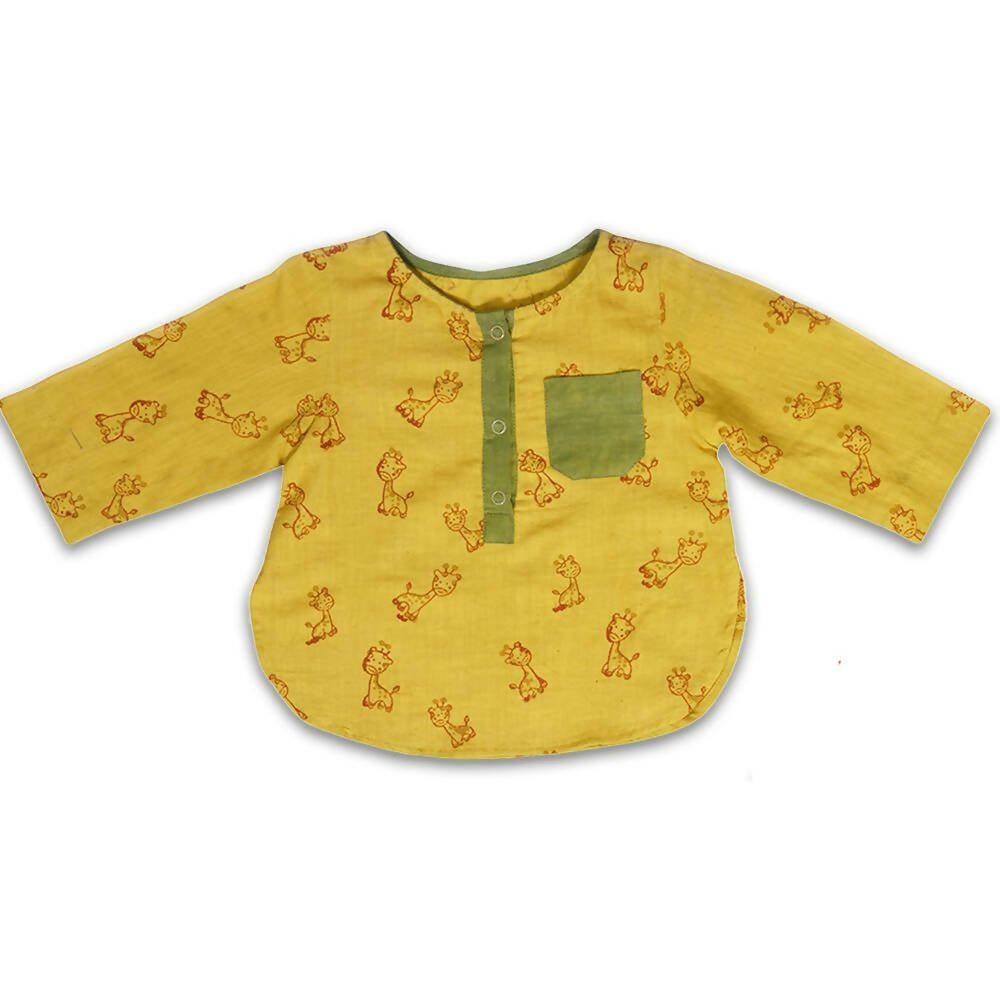 Mhyssa Ricco Full Sleeve Yellow T-shirt with Red Short Set For Kids - Distacart