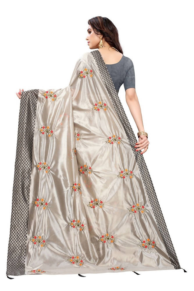 Vamika Grey Crepe Embroidery Saree (Nirali Grey)