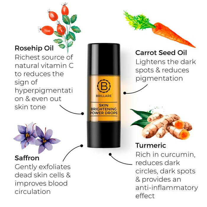 Brillare Skin Brightening Power Drops Natural Face Serum - Distacart