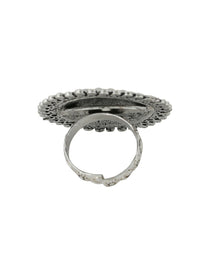 Thumbnail for NVR Women's Oxidised Silver Plated Adjustable Finger Ring - Distacart