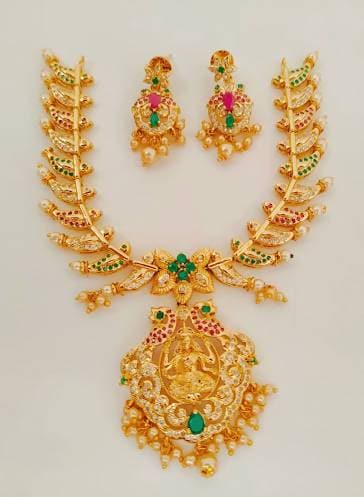 Traditional AD Emeralds Temple Bridal Necklace set
