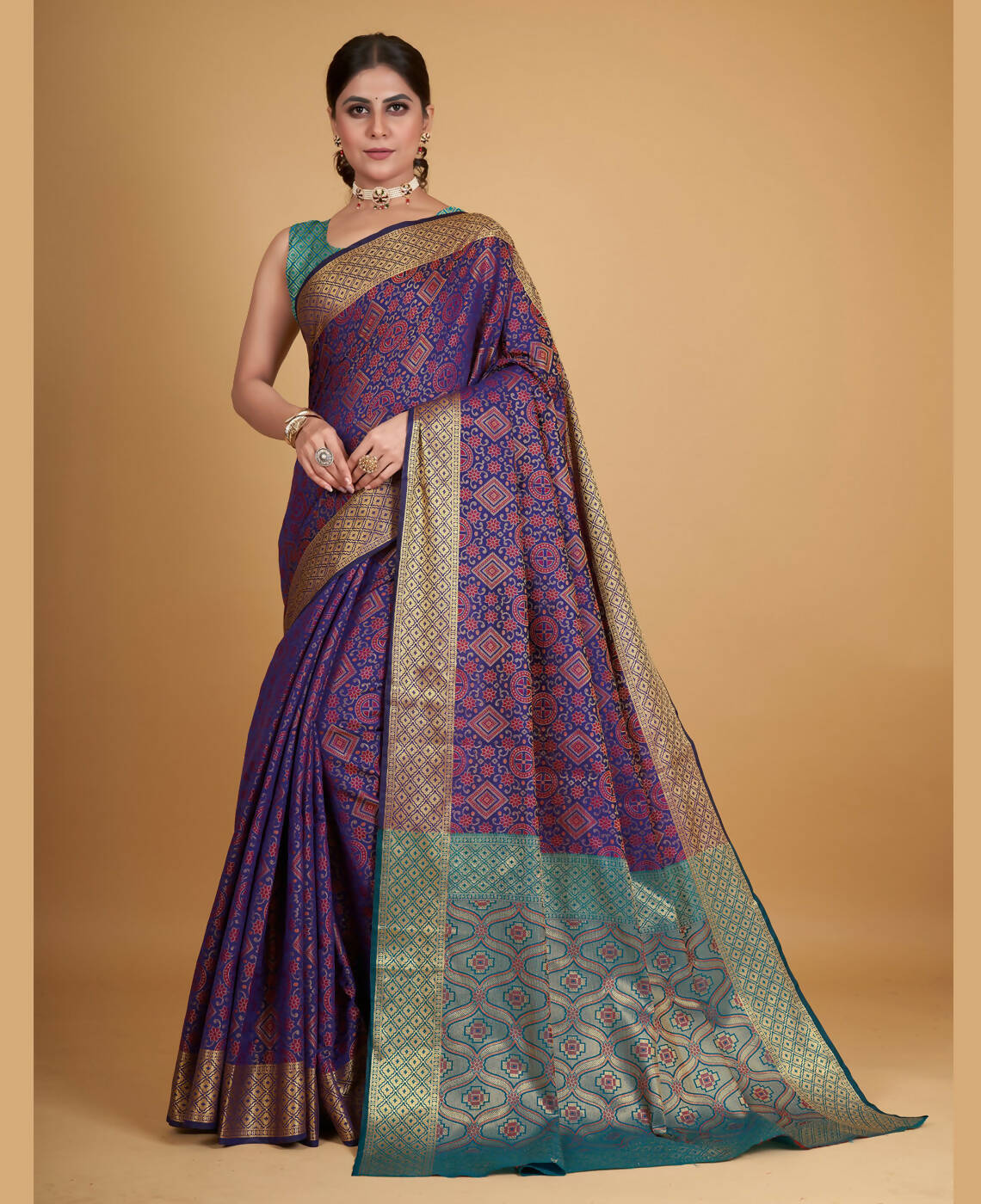 Purple Silk Woven Design Saree With Unstitched Blouse Piece - Akshita - Distacart