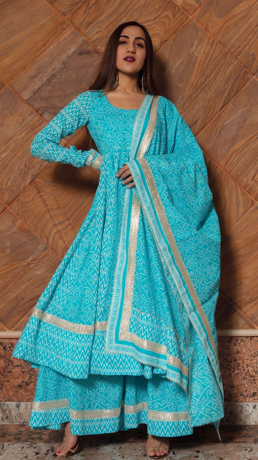 Buy Indigo Blue Block Print Anarkali Suit Set for Women Online – Maitri  Jaipur