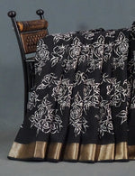Thumbnail for Shades of Black Floral Screen Dola Silk Saree By Gayathri Reddy Designer Studio - Distacart