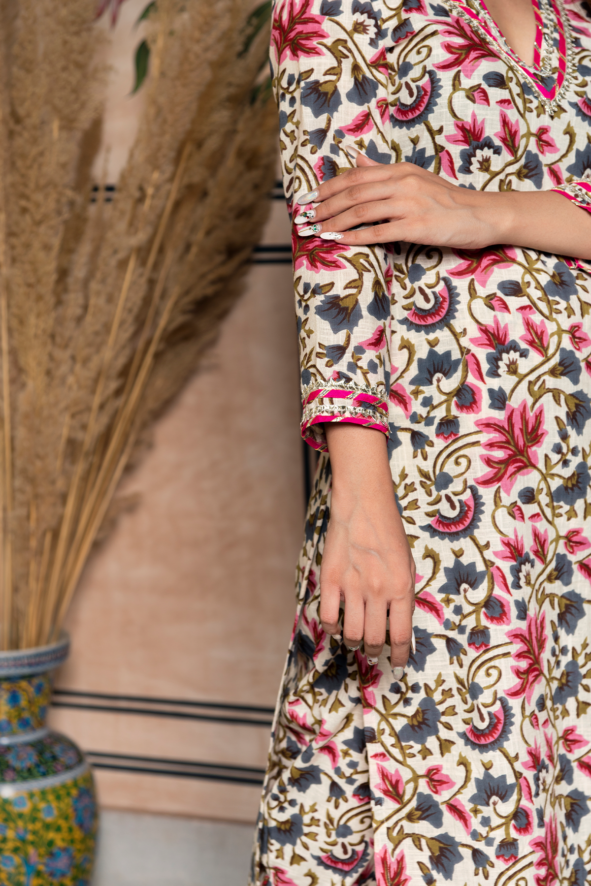 Pomcha Jaipur Garden Rose Cotton Suit Set - Distacart