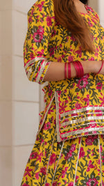 Thumbnail for Pomcha Jaipur Nitara Cotton Hand Block Skirt Set - Distacart