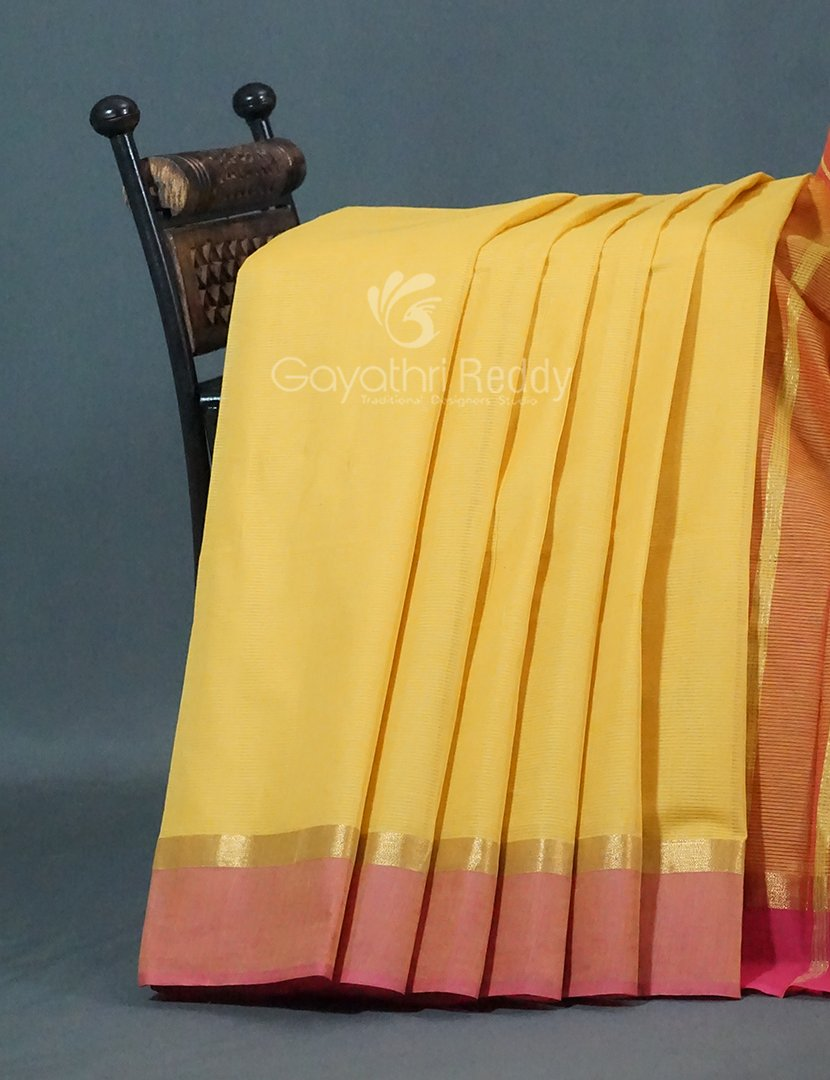Shades of Yellowish Pure Mangalgiri Cotton By Gayathri Reddy Designer Studio - Distacart
