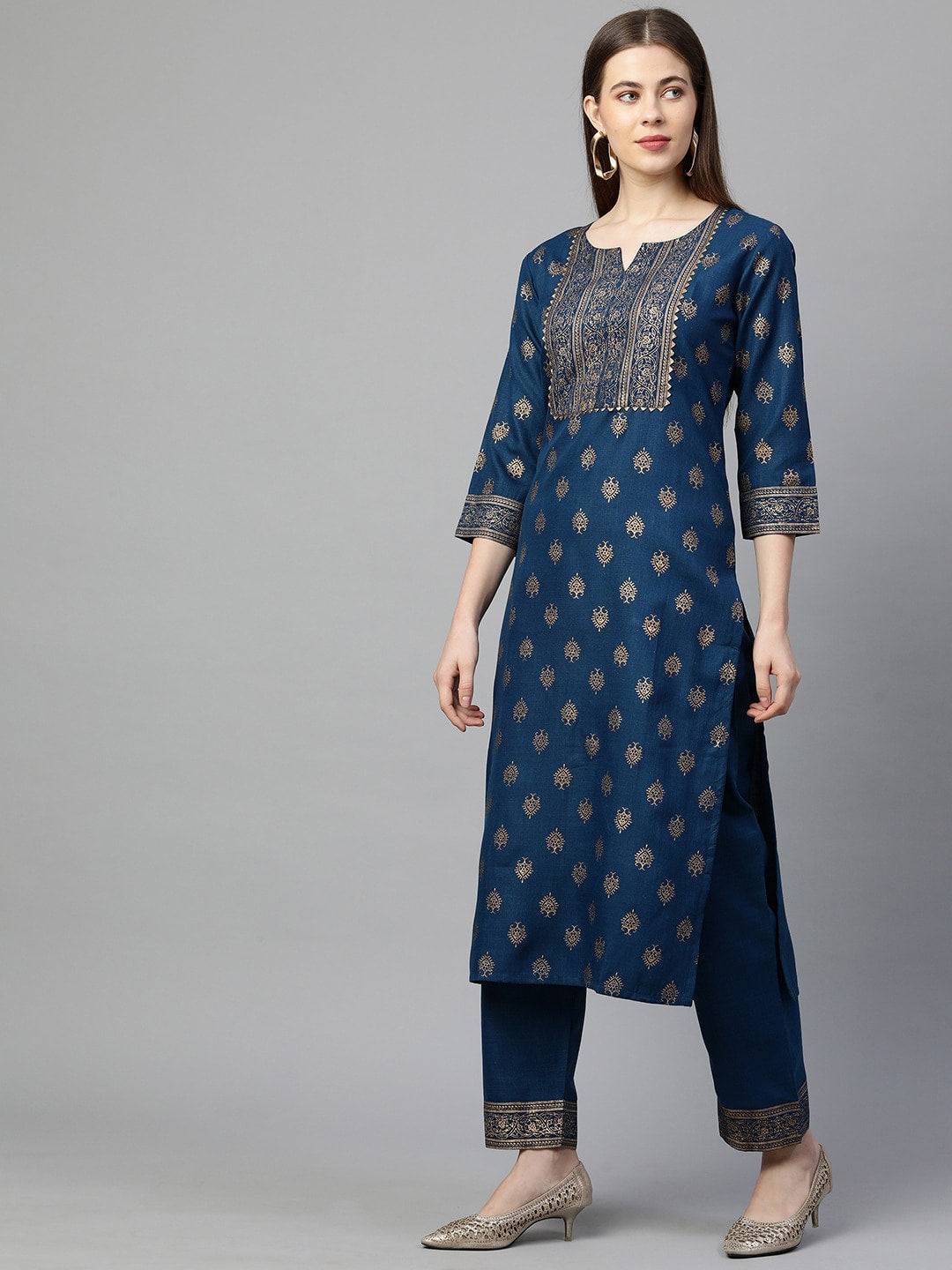 Kalini Printed Gotta Patti Kurta with Trousers & With Dupatta - Distacart
