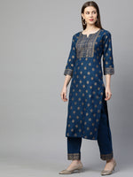 Thumbnail for Kalini Printed Gotta Patti Kurta with Trousers & With Dupatta - Distacart