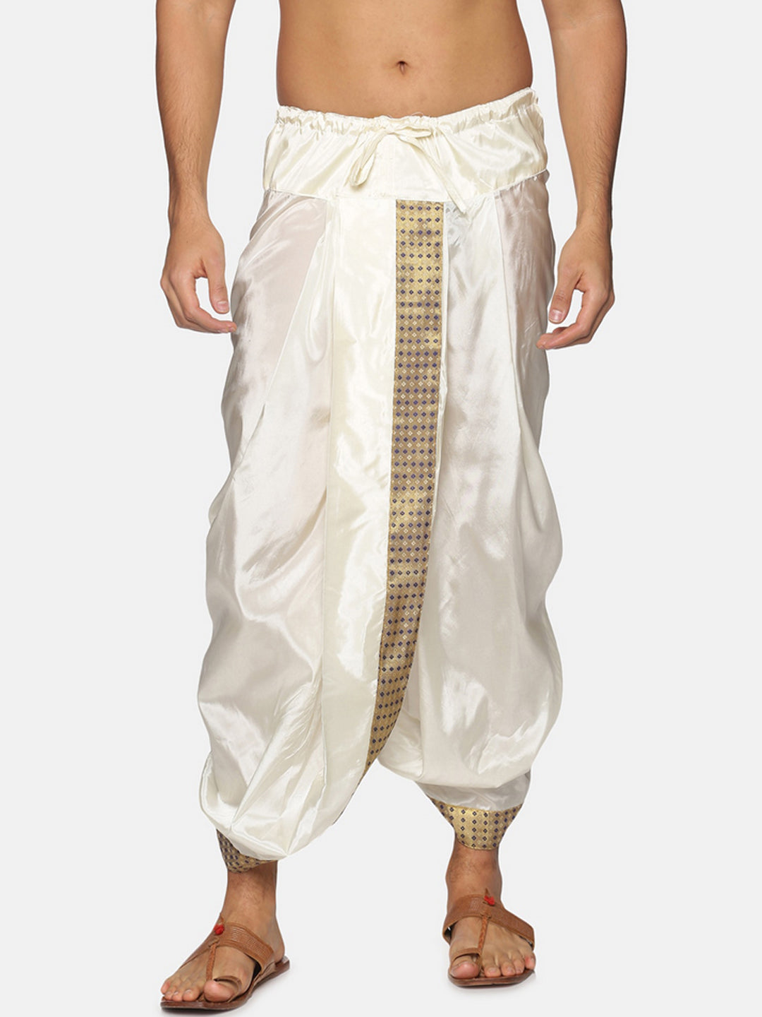 Sethukrishna Men Cream Men Solid Dhoti Pant - Distacart