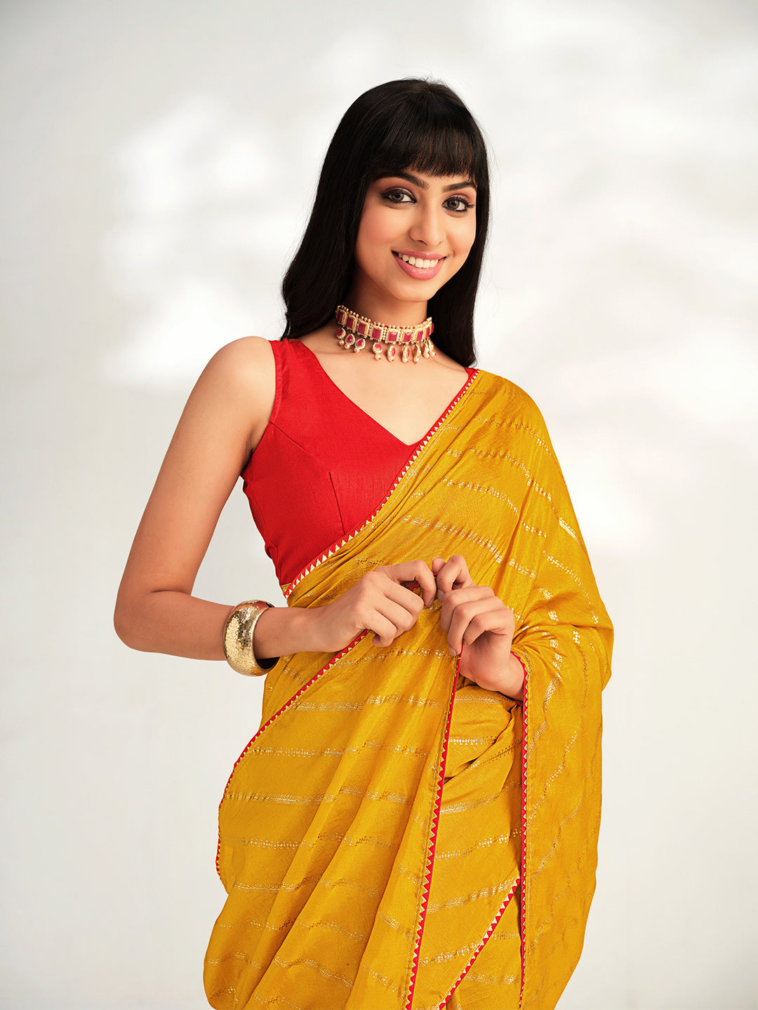Sangria Striped Silk Blend Saree - Distacart