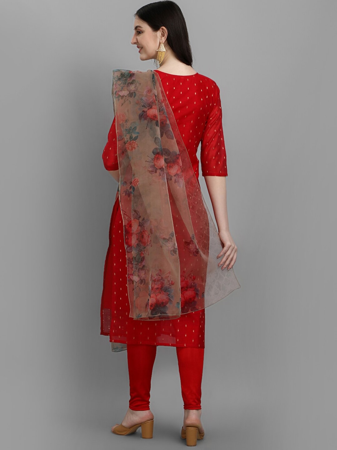 Kalini Ethnic Motifs Yoke Design Regular Thread Work Kurta with Leggings & With Dupatta - Distacart