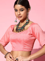 Thumbnail for Saree Mall Pink Floral Embroidered Organza Saree - Distacart
