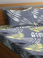 Thumbnail for Home Sizzler Grey Printed 144 TC 1 Queen Bedsheet with 2 Pillow Covers - Distacart