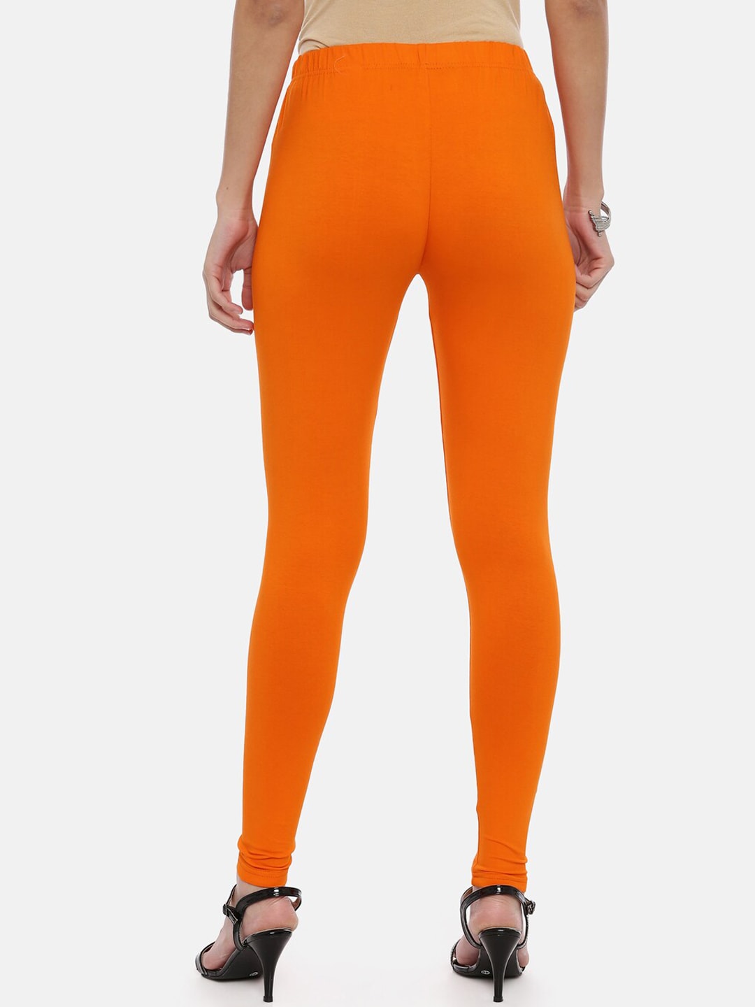 Souchii Orange Solid Slim-Fit Ankle-Length Leggings - Distacart