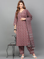 Thumbnail for Kalini Women Ethnic Motifs Printed Pure Cotton Kurta with Salwar & Dupatta - Distacart