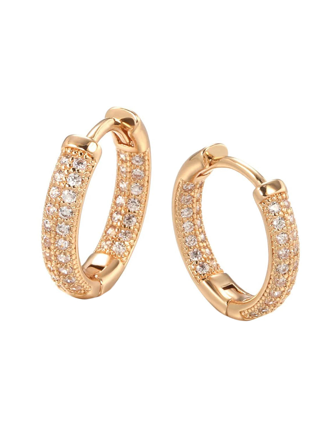 Shining Diva Rose Gold Contemporary Hoop Earrings - Distacart