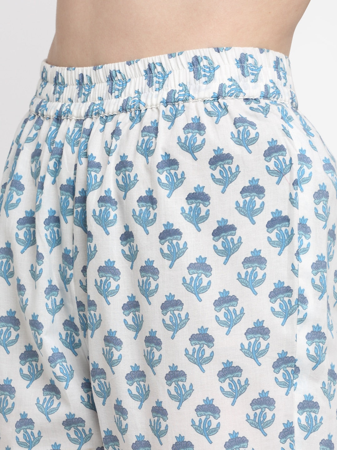 Kalini Women Blue Floral Printed Pure Cotton Kurta with Trouser - Distacart