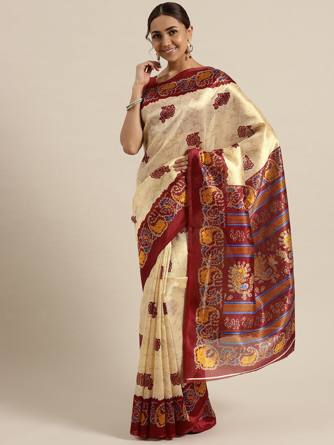 Saree Mall Ethnic Motifs Art Silk Ikat Sarees - Distacart