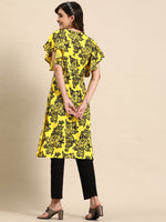 Thumbnail for Sangria Floral Print Flutter Sleeves Kurta - Distacart