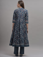Thumbnail for Kalini Women Blue Ethnic Motifs Printed Pure Cotton Kurta with Trousers & Dupatta - Distacart