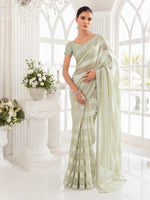 Thumbnail for Soch Striped Embellished Zari Pure Georgette Saree - Distacart