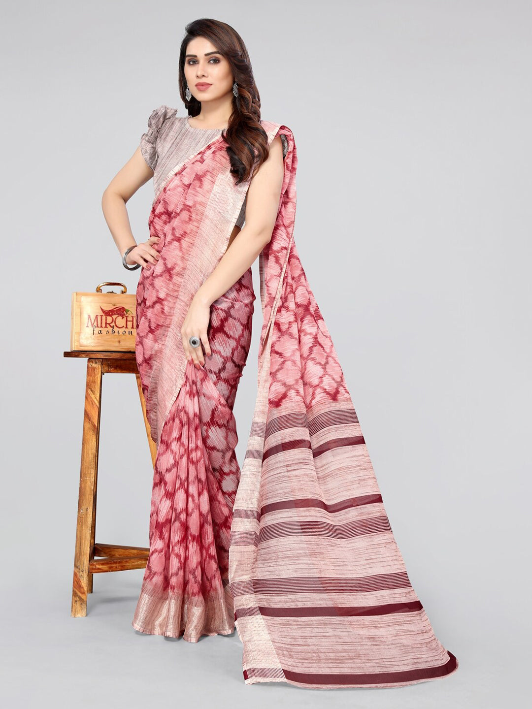 Kalini Printed Chiffon Saree - Distacart