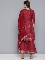 Thumbnail for HERE&NOW Women Embroidered Gotta Patti Pure Cotton Kurta With Sharara With Dupatta - Distacart
