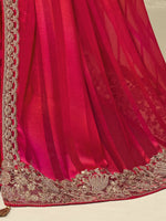 Thumbnail for Mitera Pink & Gold-Toned Pure Georgette Saree - Distacart