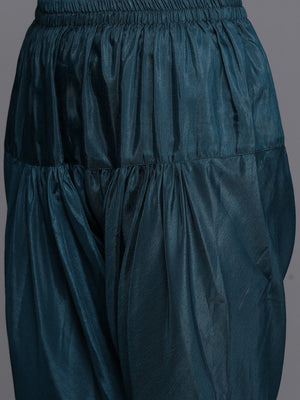 Libas Blue Embroidered Panelled Kurta with Churidar & With Dupatta - Distacart