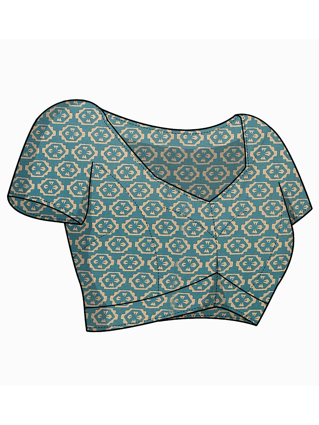 Kalini Turquoise Blue & Green Poly Chiffon Saree - Distacart