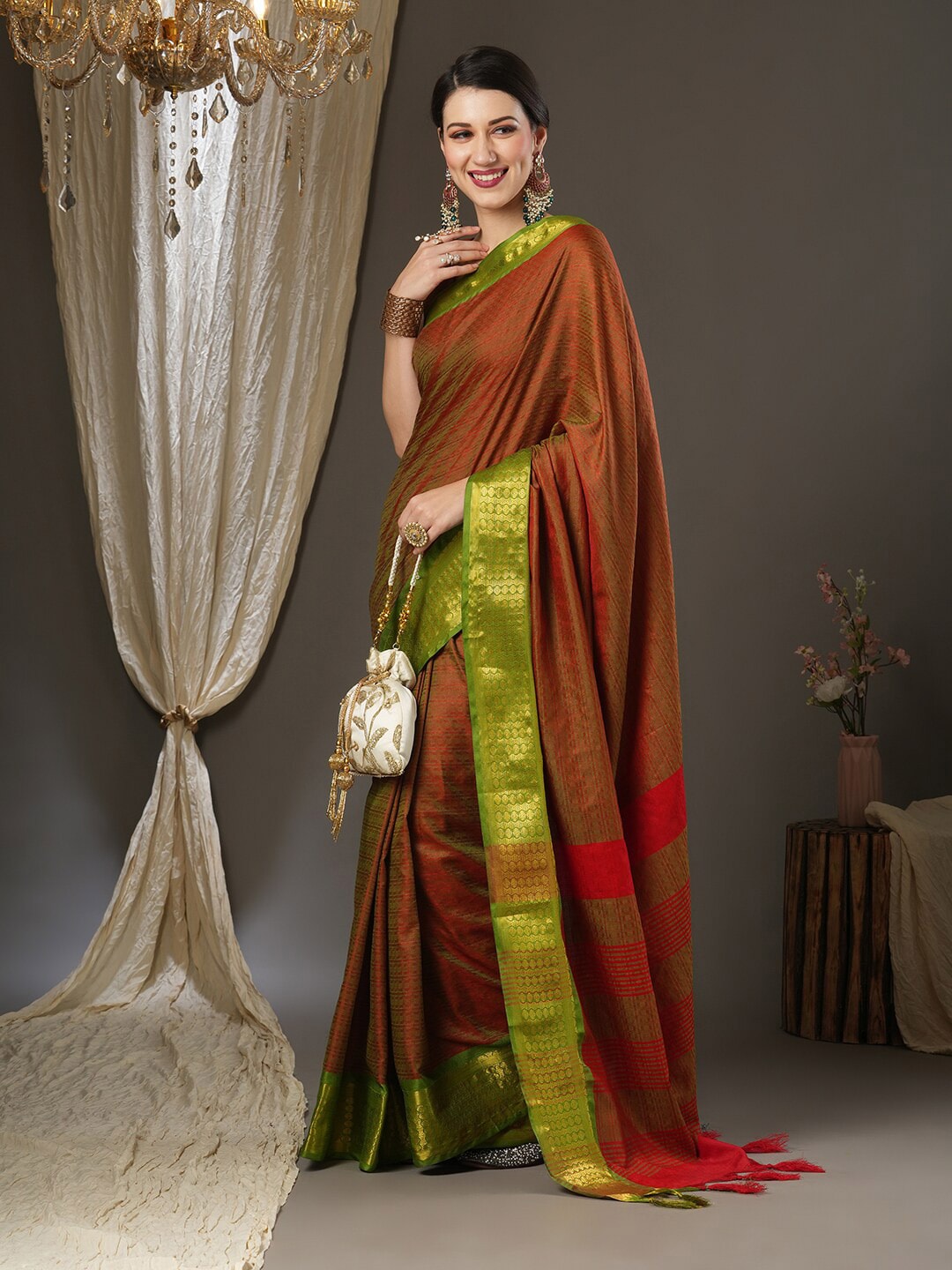 Saree Mall Woven Design Zari Festive Sarees - Distacart