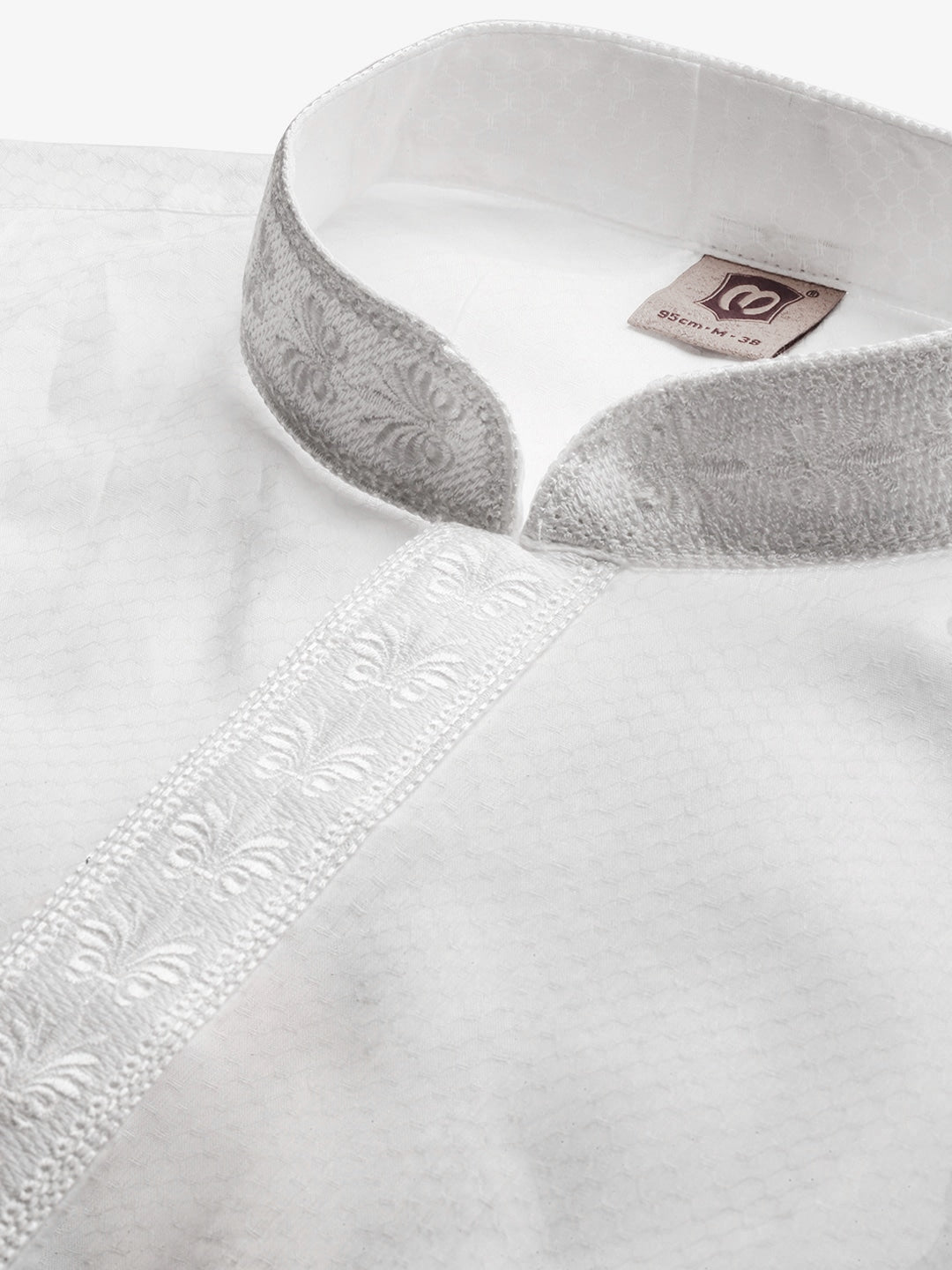 Manyavar Men White Self Design Kurta with Pyjamas - Distacart