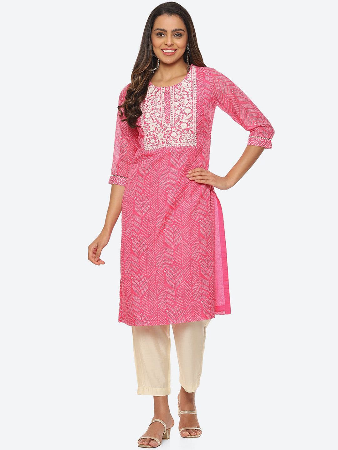 Biba Women Plus Size Ethnic Motifs Printed Thread work Kurta - Distacart