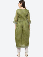 Thumbnail for Biba Women Green Ethnic Motifs Printed Flared Sleeves Thread Work Anarkali Kurta - Distacart