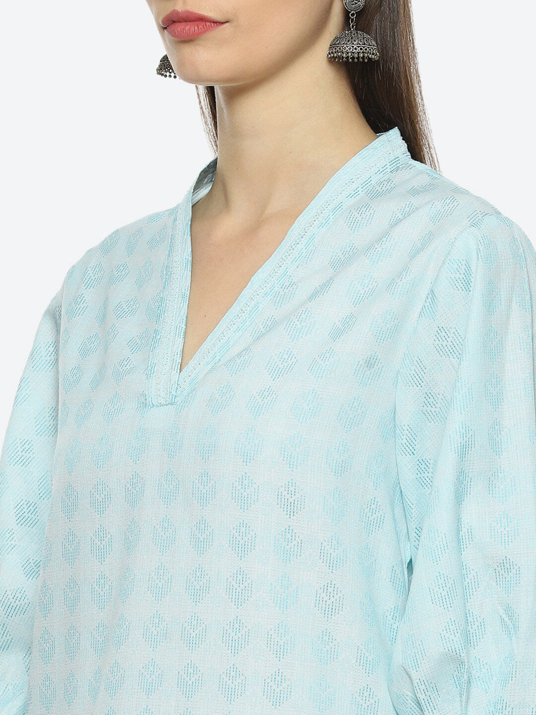 Biba Geometric Printed Kurta With Salwar & Dupatta - Distacart