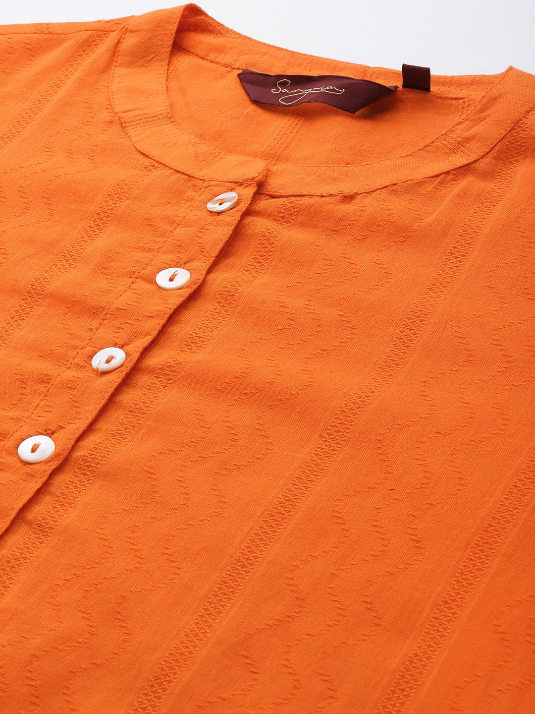 Sangria Women Orange Pure Cotton Kurta with Palazzos - Distacart