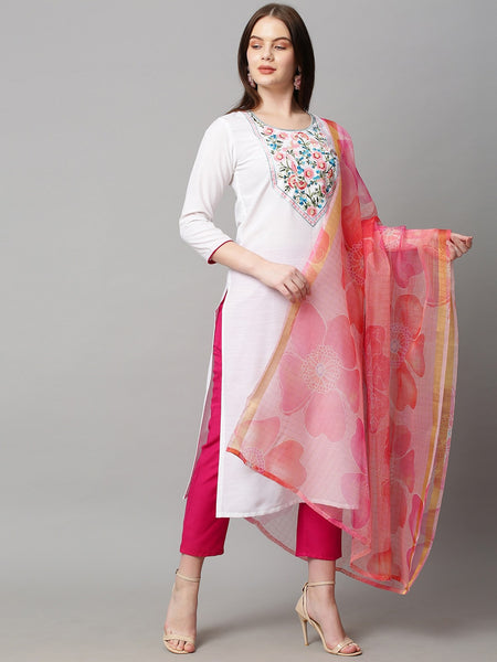 Kalini Women Floral Embroidered Kurta with Trousers & With Dupatta - Distacart