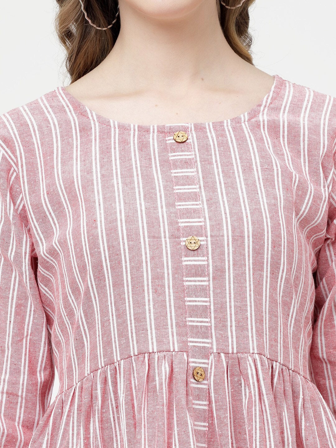 Kalini Striped Cotton A-line Kurta - Distacart